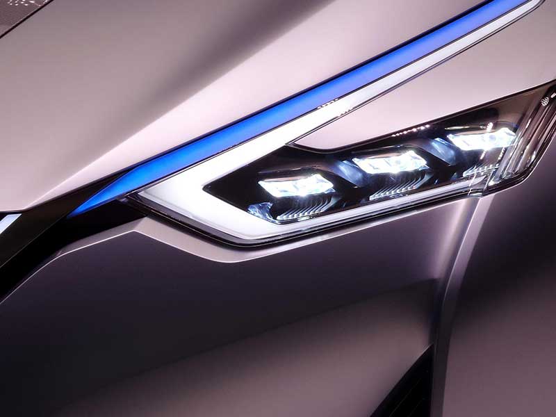 grey car headlights