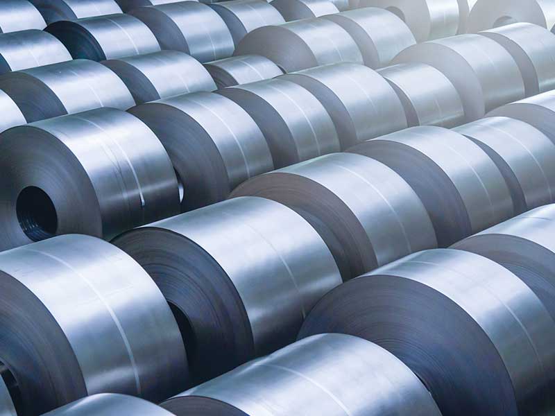 large metal coils lined up